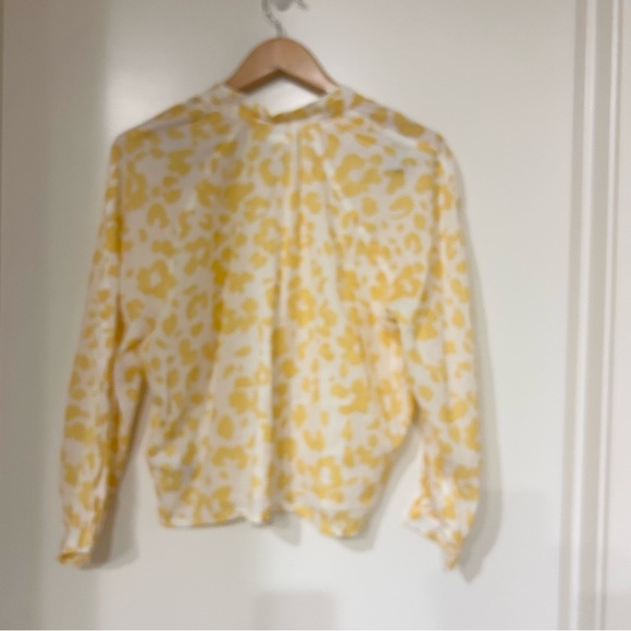 MOTHER THE SUNBURST COTTON LEOPARD FLORAL PRINT TOP. MADE IN USA. SZ S yellow - Picture 3 of 11